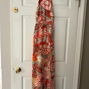 LOFT Red and Beige Floral Maxi Dress